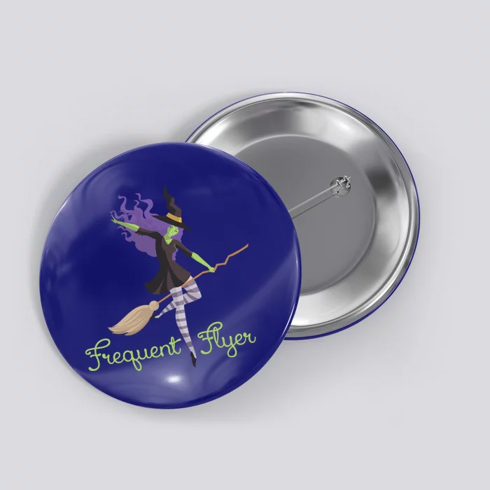 Funny Frequent Flyer Witch Halloween Scary Costume Gift Button