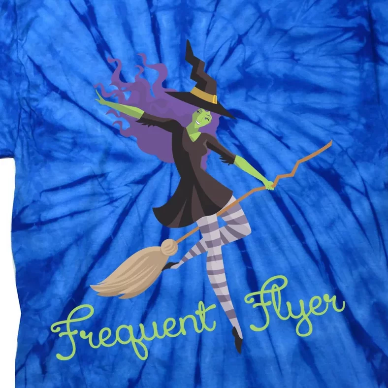 Funny Frequent Flyer Witch Halloween Scary Costume Gift Tie-Dye T-Shirt