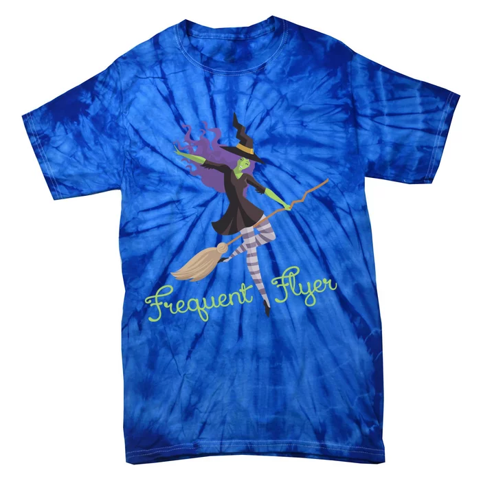 Funny Frequent Flyer Witch Halloween Scary Costume Gift Tie-Dye T-Shirt