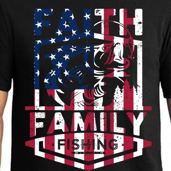 Faith Family Fishing Quotes American Flag Cute Gift Pajama Set