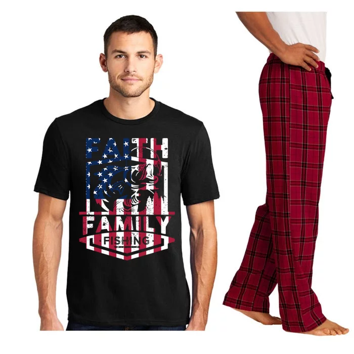 Faith Family Fishing Quotes American Flag Cute Gift Pajama Set