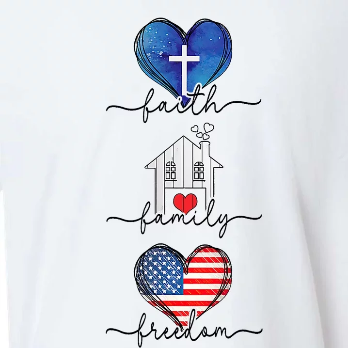 Faith Family Freedom Hearts 4th Of July Patriotic Flag Sueded Cloud Jersey T-Shirt