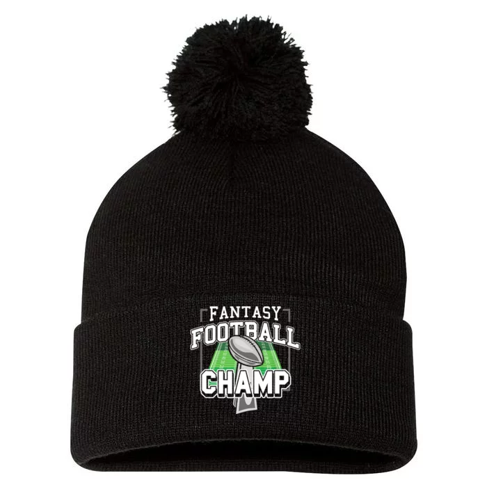 Funny Fantasy Football Champ Tee Fantasy Football Winner Pom Pom 12in Knit Beanie