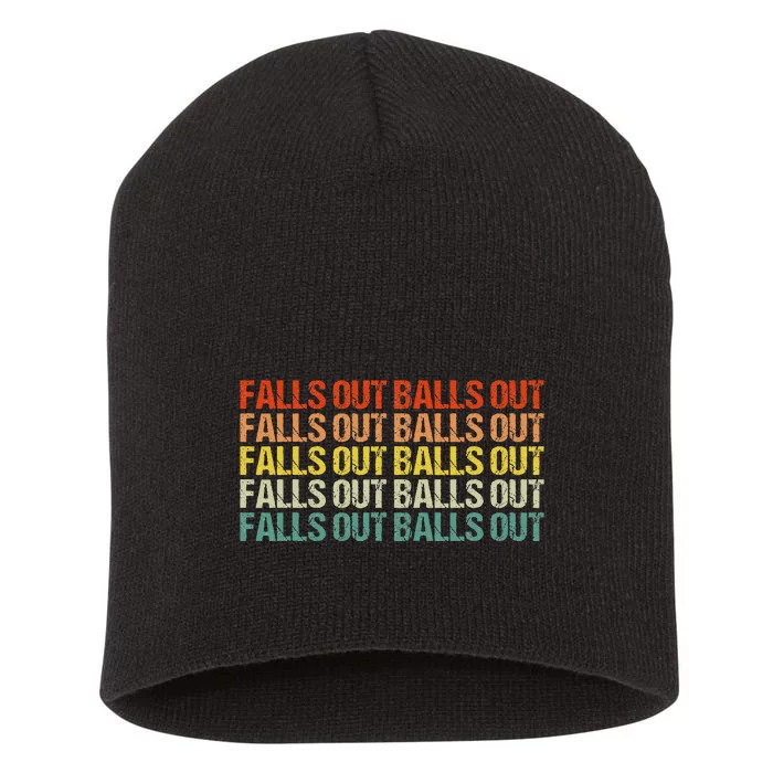 Funny Football Falls Out Balls Out Football Vintage Retro Short Acrylic Beanie