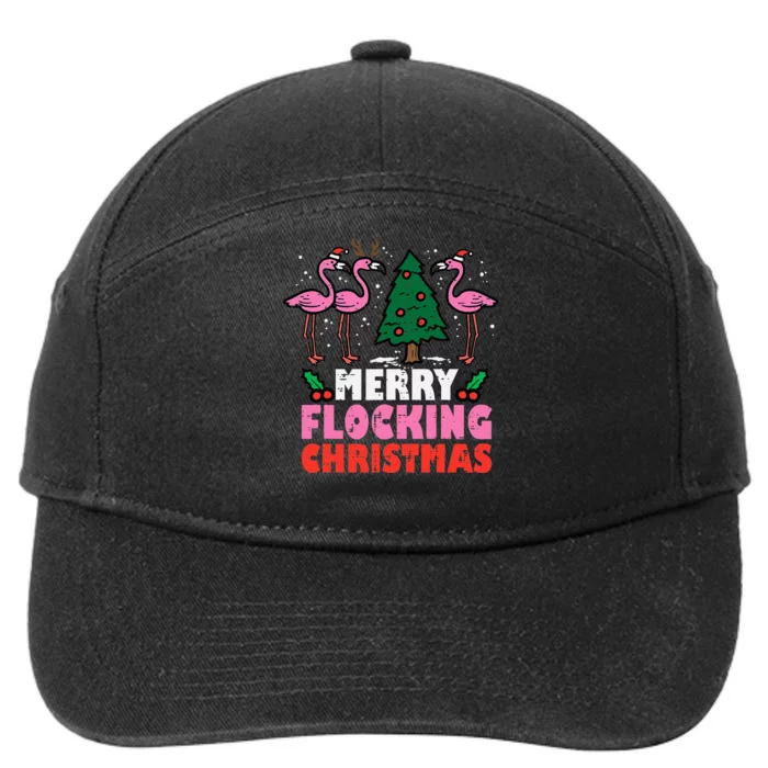 Festive Flamingo Flock Hilarious Christmas Celebration 7-Panel Snapback Hat