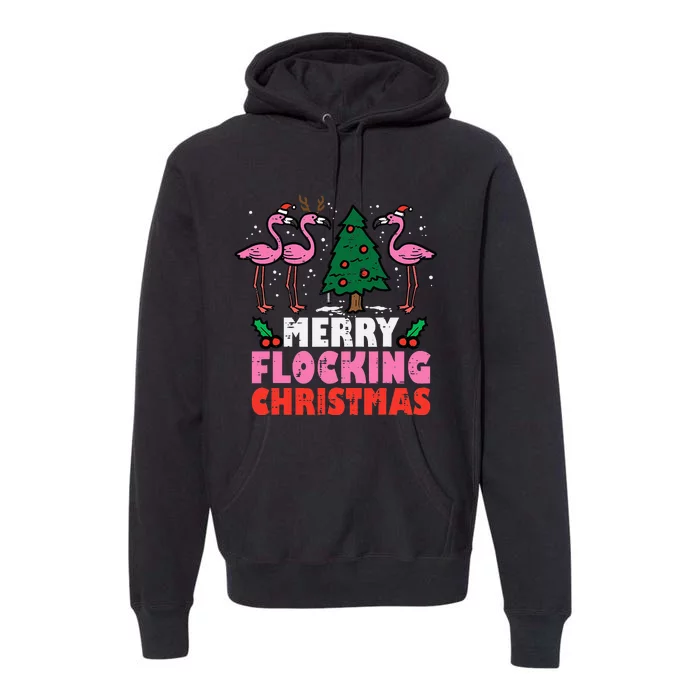 Festive Flamingo Flock Hilarious Christmas Celebration Premium Hoodie