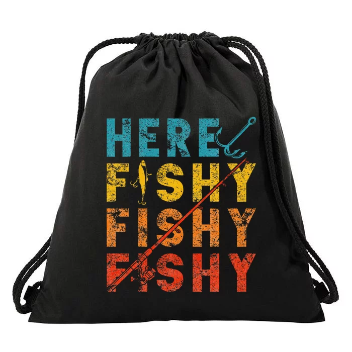 Fisher Fish Fishermen Bait Fishing Rod Drawstring Bag