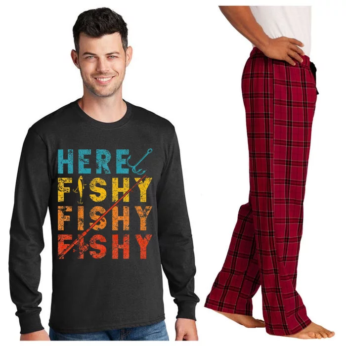 Fisher Fish Fishermen Bait Fishing Rod Long Sleeve Pajama Set