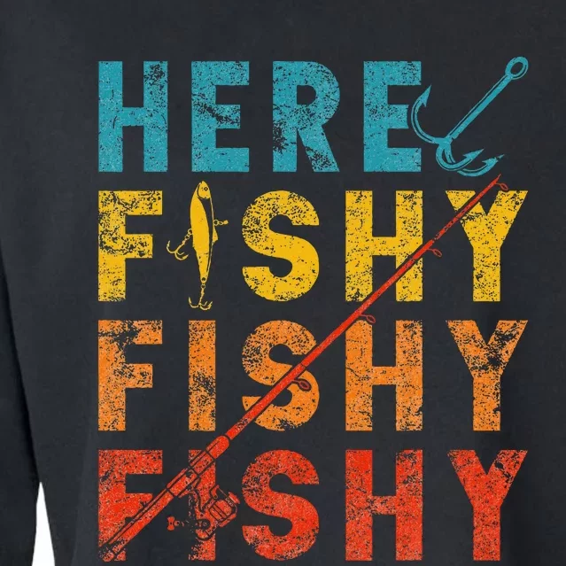 Fisher Fish Fishermen Bait Fishing Rod Cropped Pullover Crew