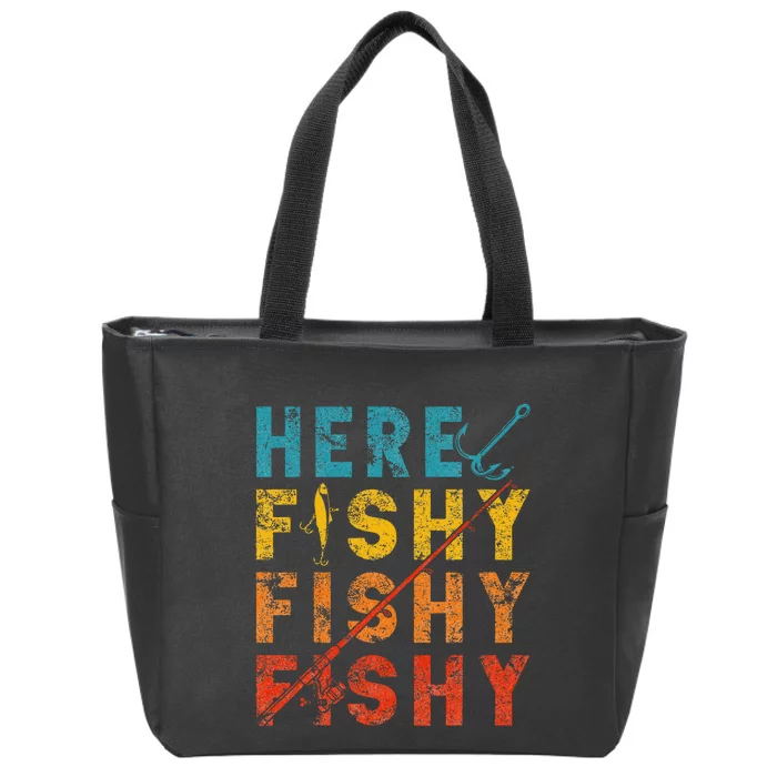 Fisher Fish Fishermen Bait Fishing Rod Zip Tote Bag