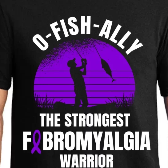 Funny Fishing Fibromyalgia Warrior Fisher Purple Ribbon Gift Pajama Set