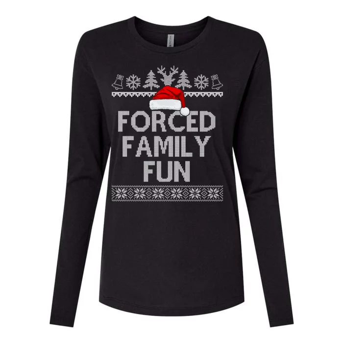 Forced Family Fun Christmas Holiday Womens Cotton Relaxed Long Sleeve T-Shirt