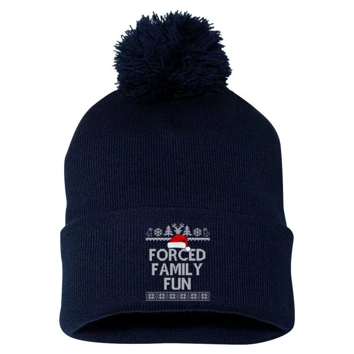 Forced Family Fun Christmas Holiday Pom Pom 12in Knit Beanie