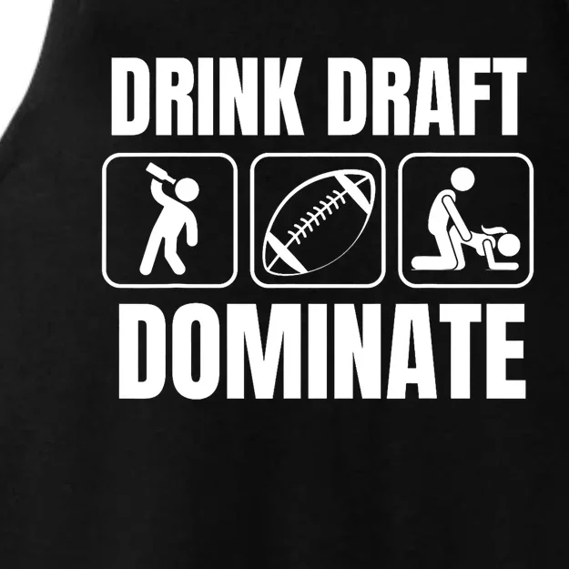 Funny Fantasy Football Drink Draft Dominate Ladies Tri-Blend Wicking Tank