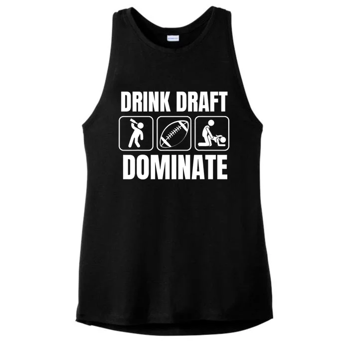 Funny Fantasy Football Drink Draft Dominate Ladies Tri-Blend Wicking Tank