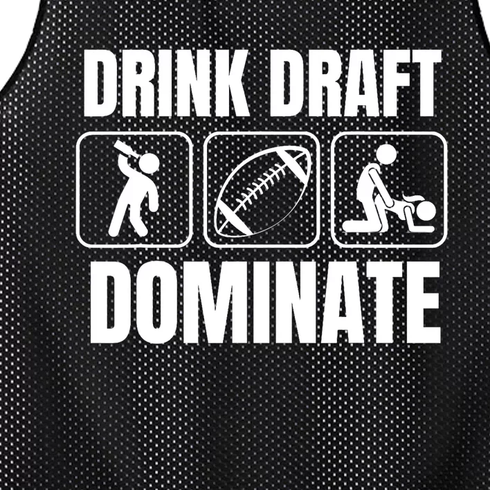 Funny Fantasy Football Drink Draft Dominate Mesh Reversible Basketball Jersey Tank