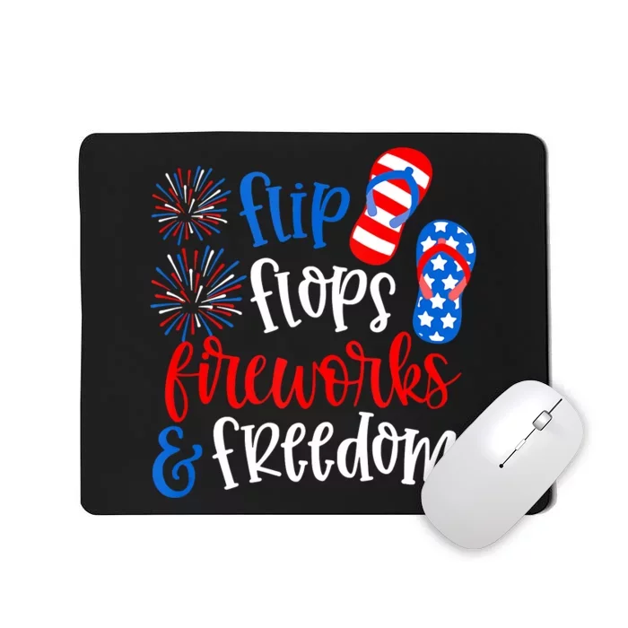 Flip Flops Fireworks And Freedom 4th Of July Us Flag Mousepad