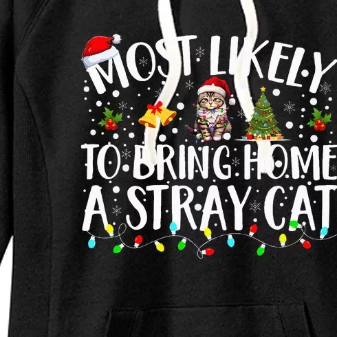 Festive Feline Friends Perfect for Adopting Stray Cats Women's Fleece Hoodie