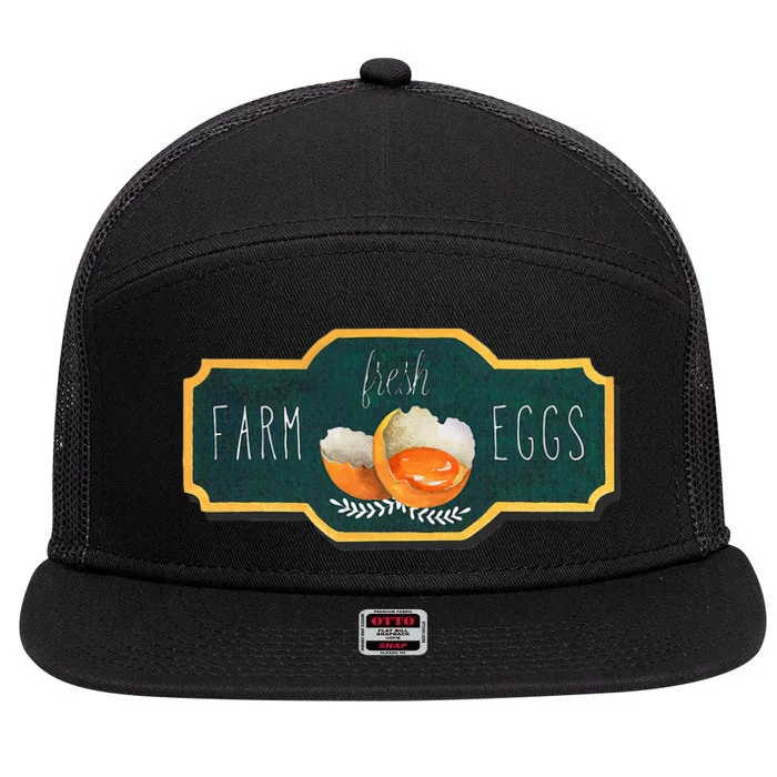 Funny Farm Fresh Eggs 7 Panel Mesh Trucker Snapback Hat