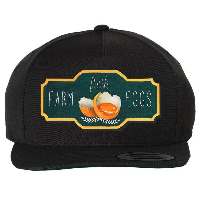 Funny Farm Fresh Eggs Wool Snapback Cap