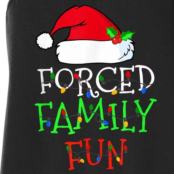 Forced Family Fun Sarcastic Christmas Pajama Family Funny Women's Racerback Tank