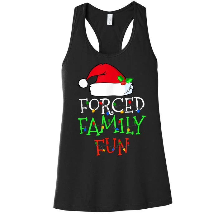 Forced Family Fun Sarcastic Christmas Pajama Family Funny Women's Racerback Tank