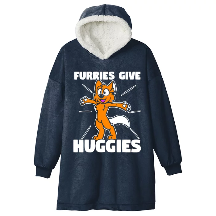 Furry Fandom Furries Give Hugs Hooded Wearable Blanket