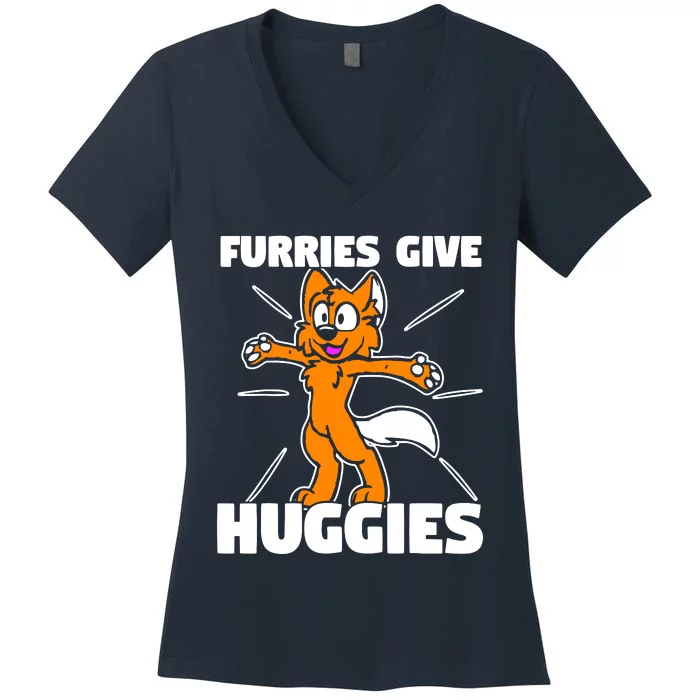 Furry Fandom Furries Give Hugs Women's V-Neck T-Shirt