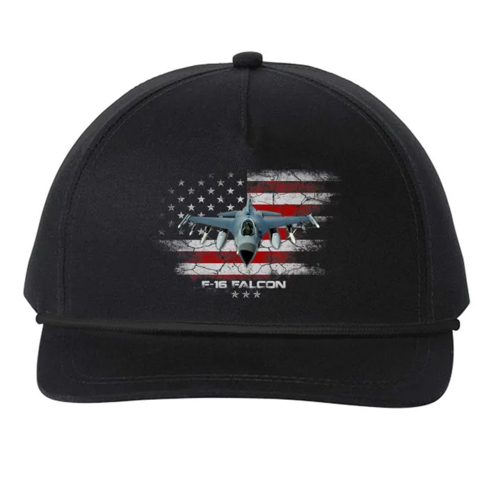 F16 Fighting Falcon Military Jet Aircraft Pilot Veteran Snapback Five-Panel Rope Hat