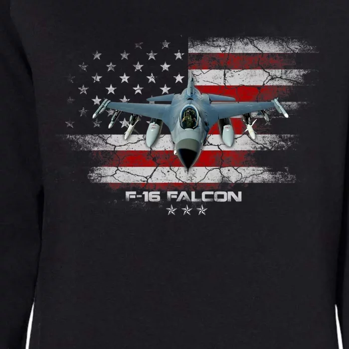 F16 Fighting Falcon Military Jet Aircraft Pilot Veteran Womens California Wash Sweatshirt