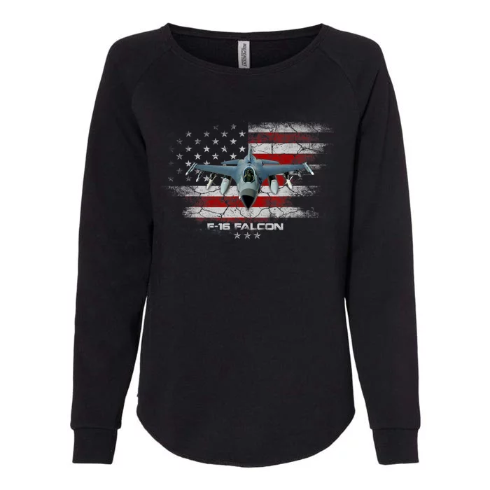 F16 Fighting Falcon Military Jet Aircraft Pilot Veteran Womens California Wash Sweatshirt