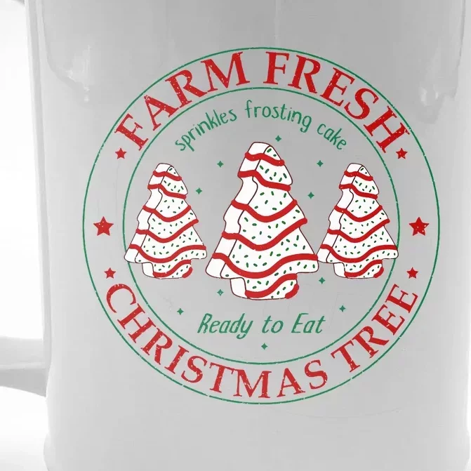 Funny Farm Fresh Christmas Tree Cakes Family Xmas Pajamas Front & Back Beer Stein