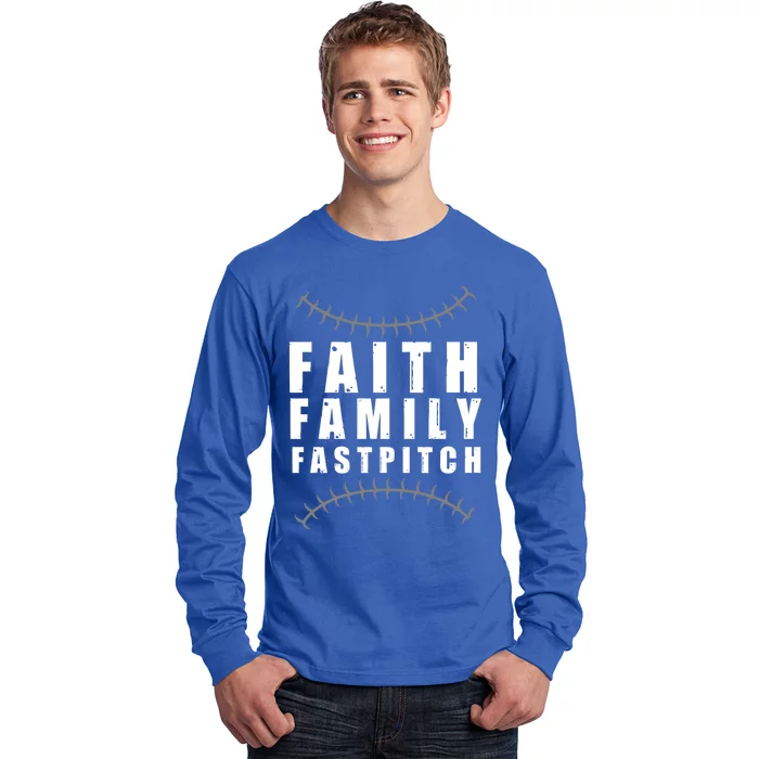 Faith Family Fastpitch Funny Softball Christian Gift Him Her Gift Long Sleeve Shirt