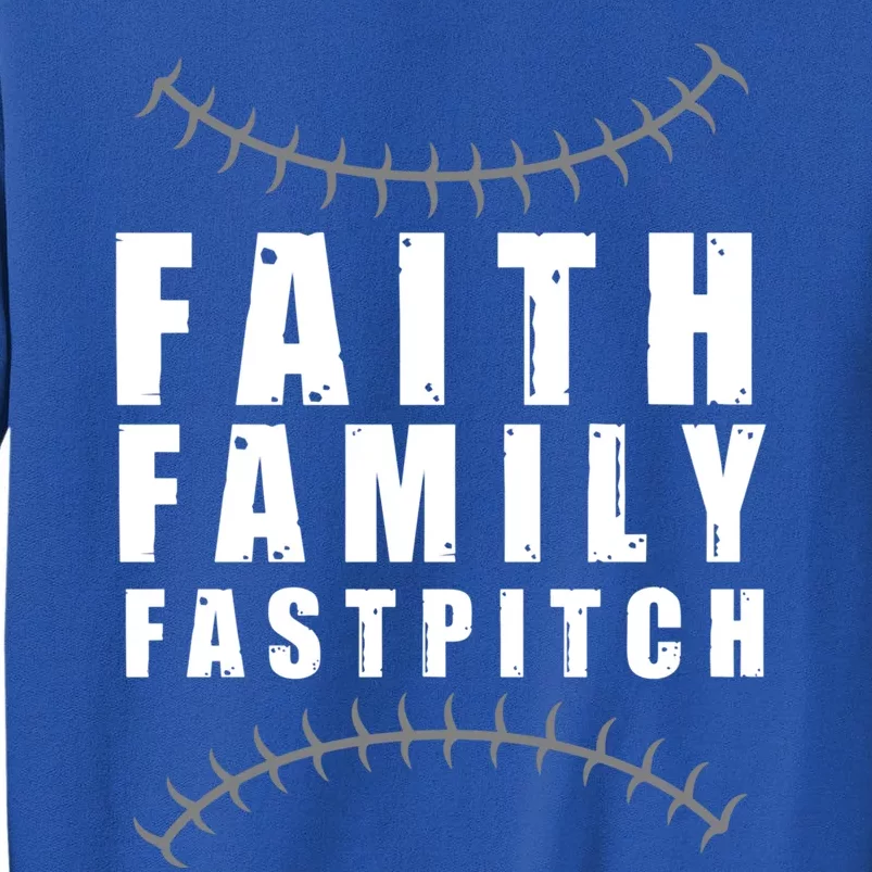 Faith Family Fastpitch Funny Softball Christian Gift Him Her Gift Sweatshirt