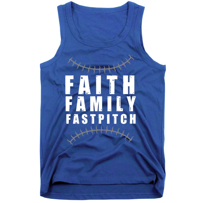 Faith Family Fastpitch Funny Softball Christian Gift Him Her Gift Tank Top