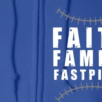 Faith Family Fastpitch Funny Softball Christian Gift Him Her Gift Full Zip Hoodie