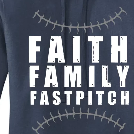 Faith Family Fastpitch Funny Softball Christian Gift Him Her Gift Women's Pullover Hoodie