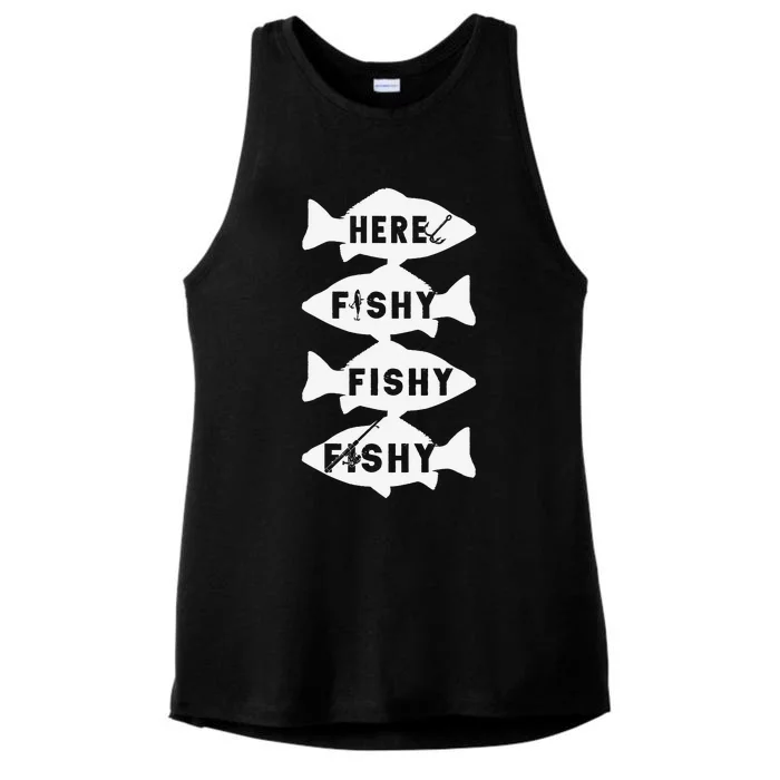 Fisher Fish Fishermen Bait Fishing Rod Bass Ladies Tri-Blend Wicking Tank