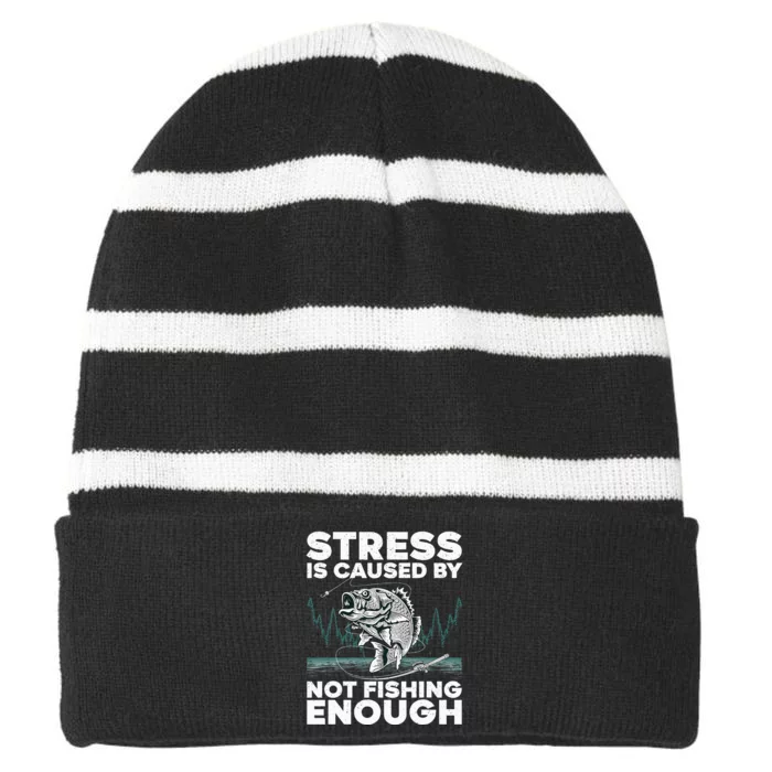 Funny Fishing For Men Women Bass Fly Fishing Lovers Striped Beanie with Solid Band