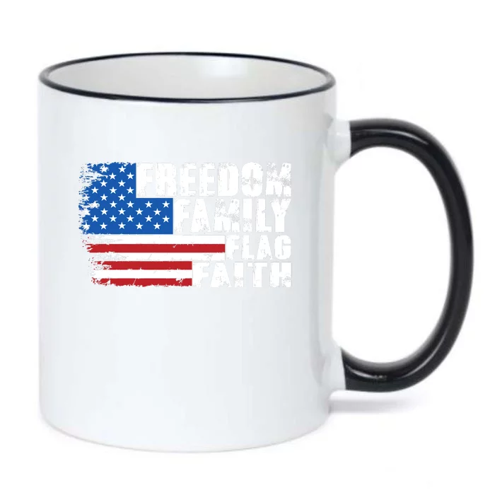 Freedom Family Flag Faith Black Color Changing Mug