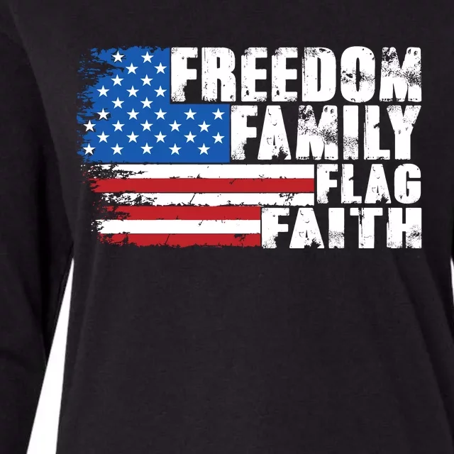 Freedom Family Flag Faith Womens Cotton Relaxed Long Sleeve T-Shirt