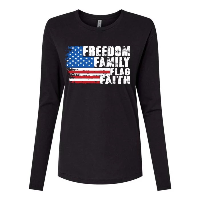 Freedom Family Flag Faith Womens Cotton Relaxed Long Sleeve T-Shirt