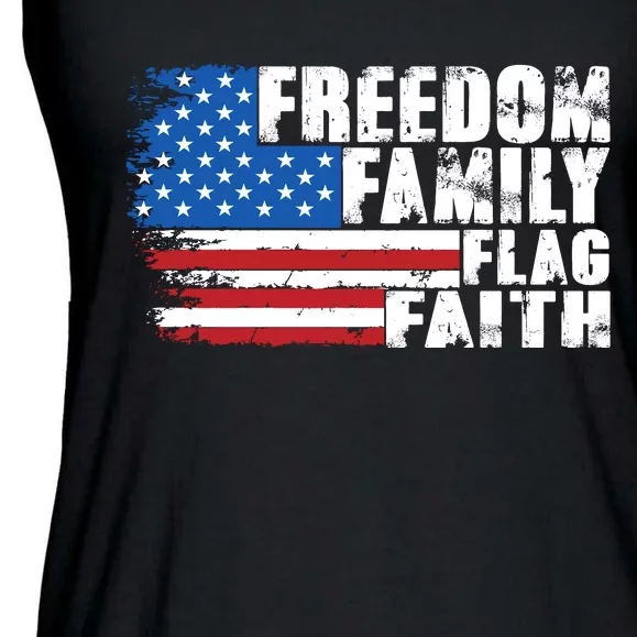 Freedom Family Flag Faith Ladies Essential Flowy Tank