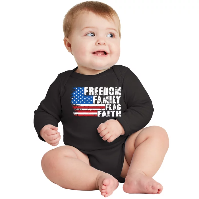 Freedom Family Flag Faith Baby Long Sleeve Bodysuit