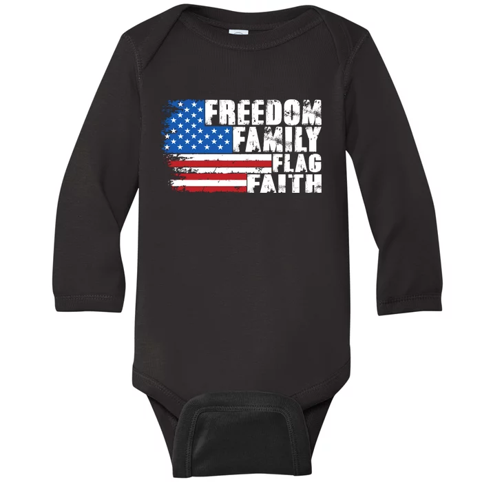 Freedom Family Flag Faith Baby Long Sleeve Bodysuit