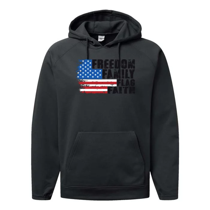 Freedom Family Flag Faith Performance Fleece Hoodie