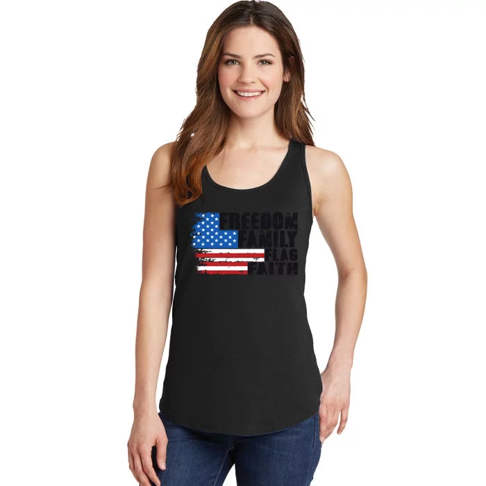 Freedom Family Flag Faith Ladies Essential Tank