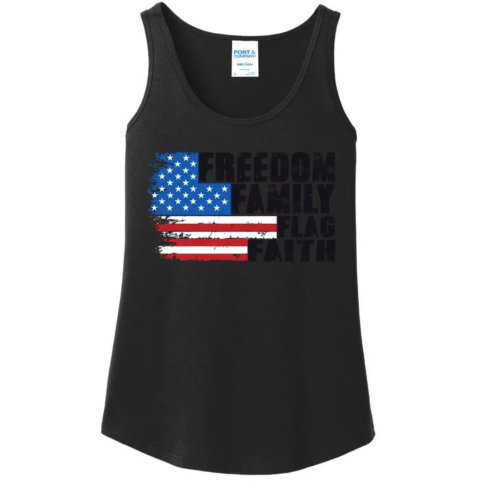 Freedom Family Flag Faith Ladies Essential Tank