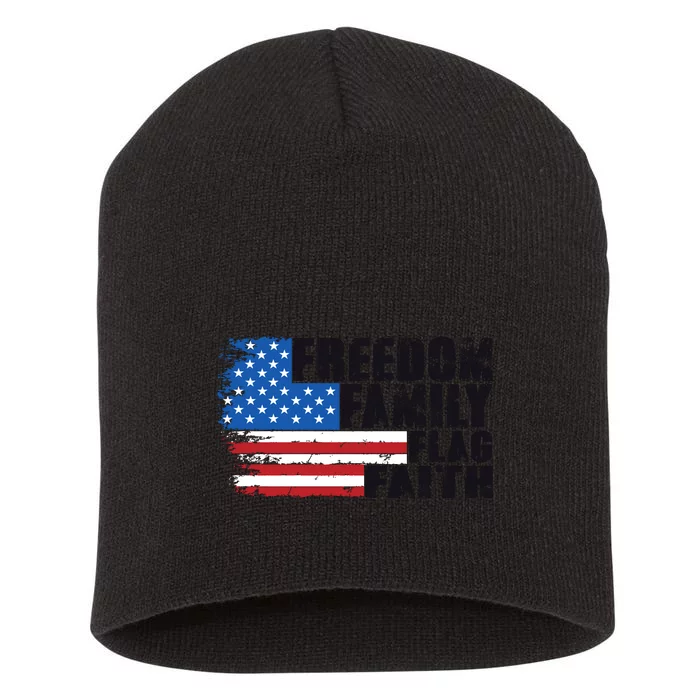 Freedom Family Flag Faith Short Acrylic Beanie