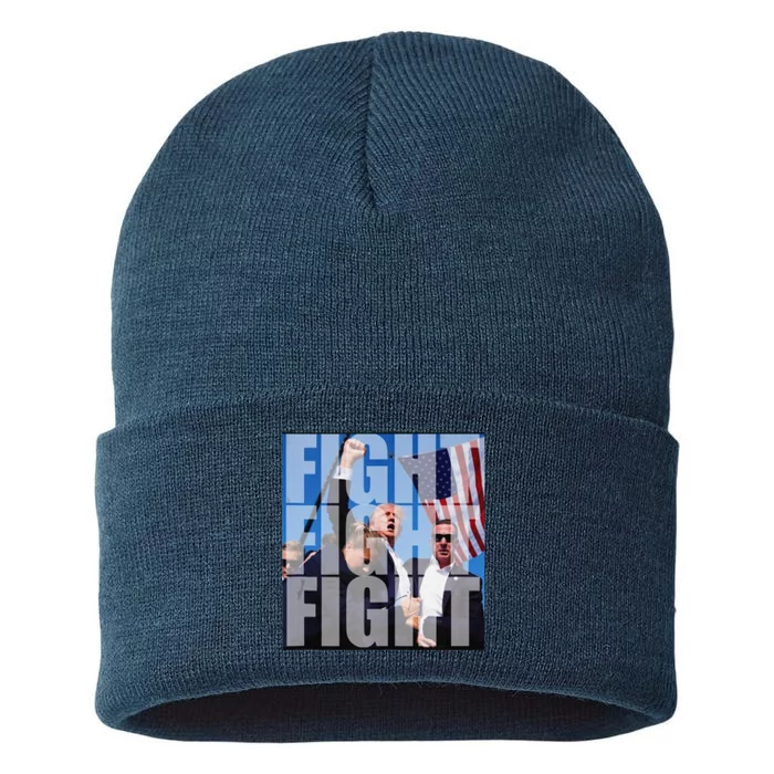 Fight Fight Fight For Donald Trump 2024 Usa Election Voting Sustainable Knit Beanie